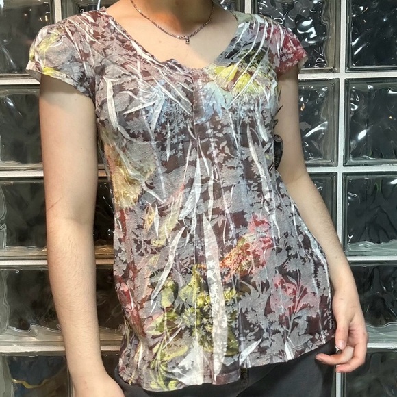 Floral Semisheer Shortsleeve - Picture 1 of 6